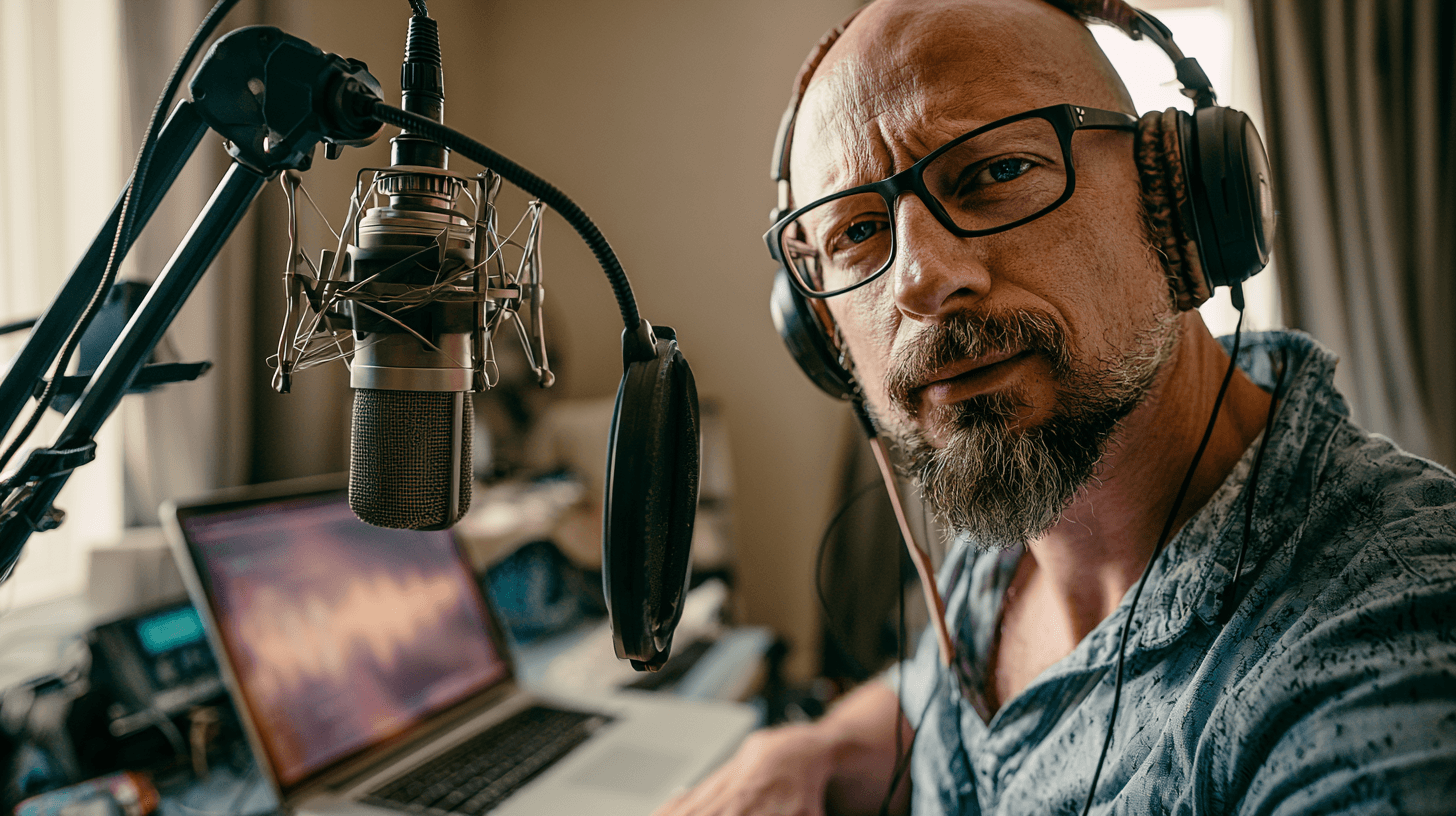 Author recording and producing an audiobook
